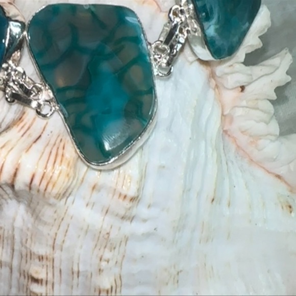 Sale * Ocean Solar Druzy Agate Handcrafted multi-gem statement bracelet - Picture 7 of 10